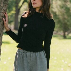 NWT Whimsy + Row Black Mock Neck Top | Old Money | Minimalist | Clean Girl | M
